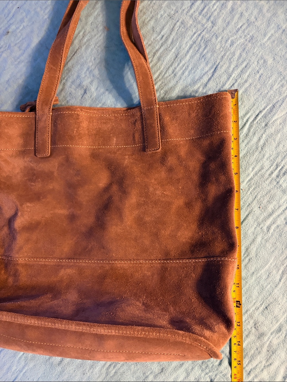 Brown Suede Tote Bag - Classic Casual Carryall - Picture 8 of 10